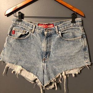 GUESS distressed jean shorts